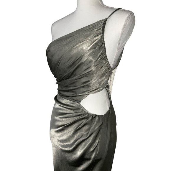 Shona Joy La Lune Asymmetrical Gathered Maxi Dress in Sage 10 New Womens Gown - Picture 5 of 14